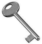 Chiave per serratura AGB patent colore cromo opaco CIFRATURA N.5. Apre tutte le serrature patent AGB N.5