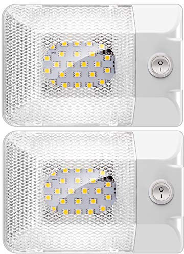 ShinePick 12V Lampada LED, Luci led da Interni Auto Plafoniera Tetttuccio Illuminazione Interna Luce con Interruttore per Auto/RV/Camper/Camion/Rimorchio/Van/Barca (2 pezzi)