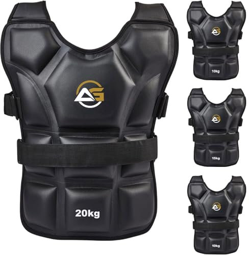Pro Weighted Vest – Fix Filled Weighted Jacket 10kg 12kg 15kg 20kg, High Grade Canvas, Comfortable Fit with Adjustable Straps (20kg)