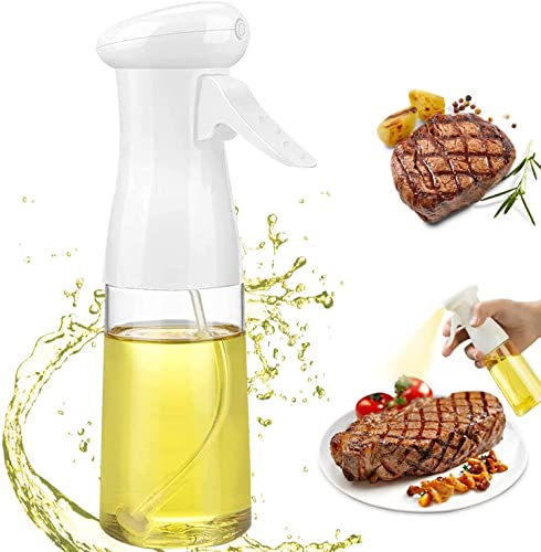 CenDII Öl Sprühflasche, 7 oz / 210 ml Olivenöl Sprüher, Tragbarer Ölspender Mister zum Küche, Nahrungsmittelgrad Olivenöl Spray BPA Frei,Beste für Kochen/BBQ/Backen/Luftfritteuse/Salat- White