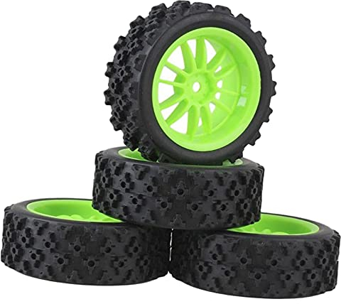 F Fityle Vorderrad Reifen Räder 12mm Hex Nabe für WLtoys 144001 124018 124019 1/10 1/14 1/16 1/18 Off Road Buggy - Grün