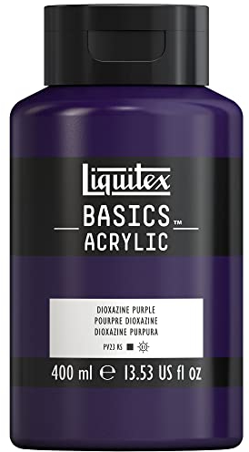 Liquitex 8870323 Basics - Acrylfarbe, monopigmentierte Künstlerpigmente, lichtecht, mittlere Viskosität, Archivqualität, seidenglänzender Finish, 400ml Flasche - Dioxazinpurpur, 400ml Topf