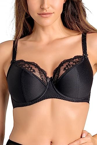 Teyli Damen BH mit Bügel - BH Halbgepolstert Bra - BH Grosse Grössen - BH Große Brüste - Komfort Starker Halt BH - Damen BHS Frauen Bra Schwarz 90I