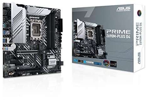 ASUS Placa base microATX Prime Z690MPlus D4 LGA 1700 (Intel 12ª generación) (PCIe 5.0, DDR4, 10+1 etapas de potencia, 3x M.2,1 Gb LAN,USB 3.2 Gen 2x2 TypeC, conector frontal USB 3.2 Gen 1 TypeC,