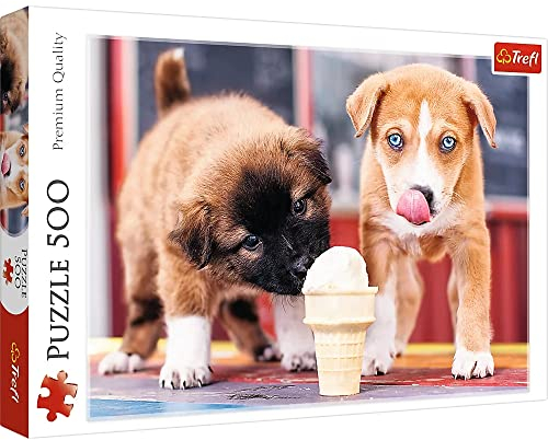 Brandsseller Puzzle Welpen - EIS schlecken 500 Teile Puzzle für Erwachsene