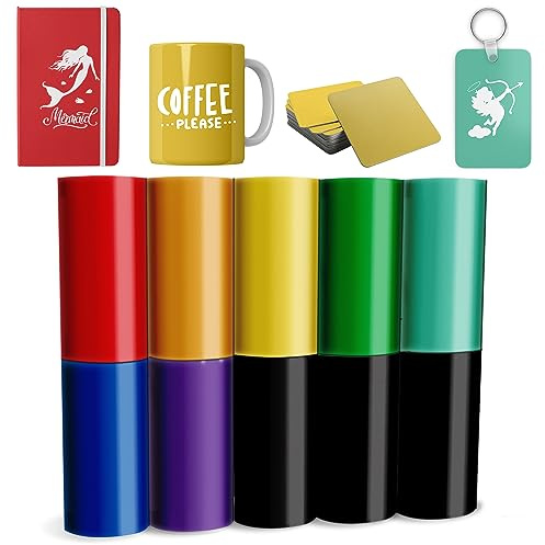 Solid Color-Insoluble Transfer Paper,4.5x12Heat Tranfer Paper for Blank T-Shirts Cup Coasters Mug,10/pcs,Black Red Blue