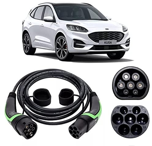 EV Power 20M - 20m Ford Kuga Charging Cable - Type 2 to Type 2 - 32amp (7.2kw) - Compatible with Ford Kuga - Single Phase