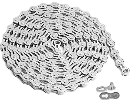 Hycline Bike Chain 6/7/8-Speed, Half Hollow 116 Links Bicycle Chain 1/2 x 3/32 Inch, Special Steel for Road Mountain Racing Cycling - Silver