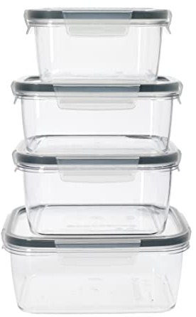 MasterClass Food Storage, Plastic, 1 Liter | Airtight locking seal extends food shelf life while stackable shapes optimize commercial kitchen fridge and pantry space.