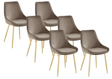 Vente-unique Masurie 6 StÅhle ? Samt und vergoldetes Metall ? Taupe