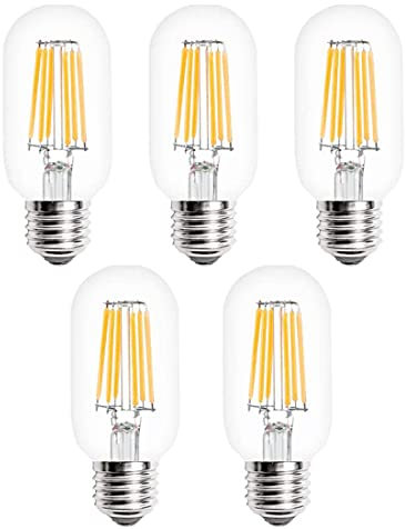 Aiwerttes Lot de 5 ampoules à vis E27 6 W LED vintage Edison à filament, T45 blanc chaud 2700 K, couvercle en verre transparent AC 220–240 V non compatible avec variateur d'intensité