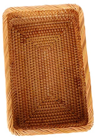 Cabilock 1 Pc Cesta De Aperitivos De Cocina Canasta De Pan Para Servir Cestas Para Organizar Organizador Varios Cesta Rectangular Cesta Pequeña Bandeja De Almacenamiento De Madera Tejer