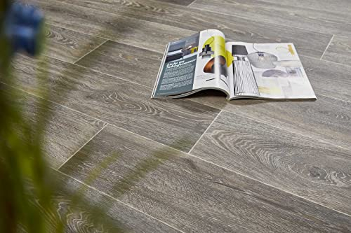 Vinyl Meterware in Holzoptik dunkelgrau | PVC Bodenbelag gekalkt ideal für Wohnzimmer und Keller | Vinylboden Rollenware in 3 und 4 m Breite (3 m x 17 m)