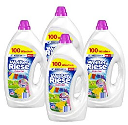 Weißer Riese Color Gel 400 WL (4 x 100 Waschladungen), Color Waschmittel sorgt für strahlend saubere Wäsche & wirkt riesig stark gegen Flecken, Kalt-Aktiv schon ab 20° C, 100% recycelbar*