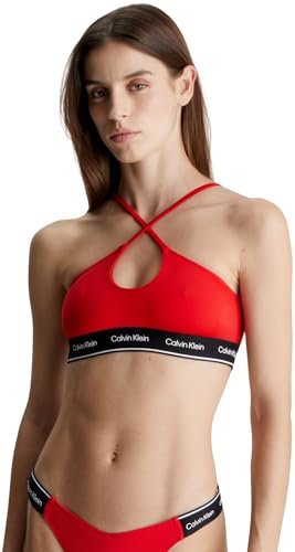 Calvin Klein Damen Bikini Oberteil Halter Bralette ohne Bügel, Rot (Cajun Red), M