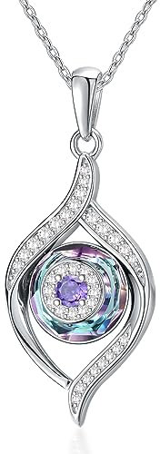 VONALA Evil Eye - Collana in argento Sterling con occhio multi/viola/collana portafortuna Ojo Turco gioielli regalo per donne ragazze figlia madre, 26*13mm, Argento sterling, Zirconia cubica