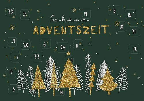 PremiumLine Weihnachtskarten 5 Stück • Interaktiver DIN A5 Adventskalender mit 24 QR Codes • Rezepte einfach Kochen & Backen für die Adventszeit • große Adventskalenderkarte • Skorpion Grußkarten