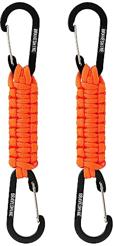 BRAVESHINE Karabiner Schlüsselanhänger Karabinerhaken mit Band, Carabiner Schlüsselanhänger Schlüsselband kurz mit Karabiner für Kinder Männer Frauen (2 Orange)