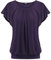 Zeagoo Damen Falten Blusen Fledermaus Ärmel Elegant Tunika Shirts Rundhals Mesh Doppellagige Oberteile Dunkellila L