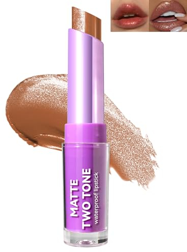 Matt Glanz Lippenstift Glitzer Nudetöne-2 Colors Schimmernder Metallic Lippen Stain, Cremige Textur,Langanhaltend Wasserdichter Lipgloss Lippenpflege für Lippen Make-up, Vegan Lipstick Lip Tint-02