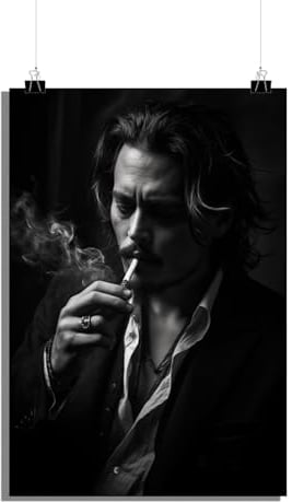 25 Artstreet Johnny Depp Schwarz-Weiß Poster | Kunstdruck | 180 g mattes Papier | Wanddeko für Wohnzimmer und Jugendzimmer | 60 x 90 cm