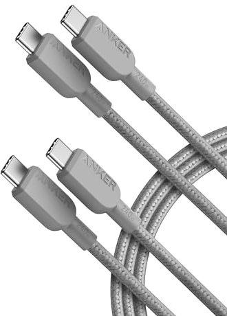 Anker USB C to USB C Cable (2Pack, 6FT/1.8m),240W Type-C Fast Charging Cord for iPhone 16/15 Series,MacBook Pro 2020,iPad Air 4 and More (Grey) | For iPhone 17 / 16 Series, MacBook Pro 2020, iPad Air 4, and More