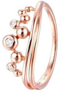 Ayoiow Anello Oro Rosa Bianco 9Kt Donna Geometria Anello Promessa Donna