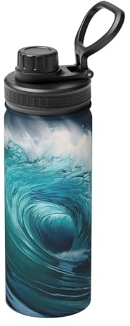 Ogniwo Beautiful Ocean Waves Sport-Wasserkocher, isoliert, Edelstahl, für Laufen, Wandern, Radfahren, Klettern, 530 ml