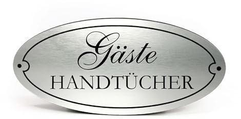 Asciugamano per ospiti, in plastica, oro, grigio argento, ovale, autoadesivo, per bagno, targa decorativa, vintage, 15 x 7 cm (grigio argento, asciugamani per gli ospiti)