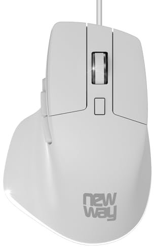 NEWWAY - Souris Verticale Filaire A7-1200/1800/2400/3200 DPI - Ergonomique - Silencieux - Plug et Play - USB - Blanc