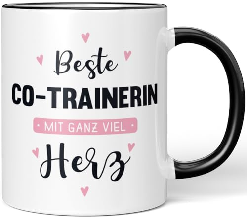 JUNIWORDS Tasse, Beste Co-Trainerin, mit ganz viel Herz, Schwarz (6038737)
