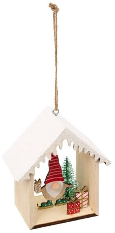 Atmosphera - Baumschmuck aus Holz wichtel Haus grün 11cm
