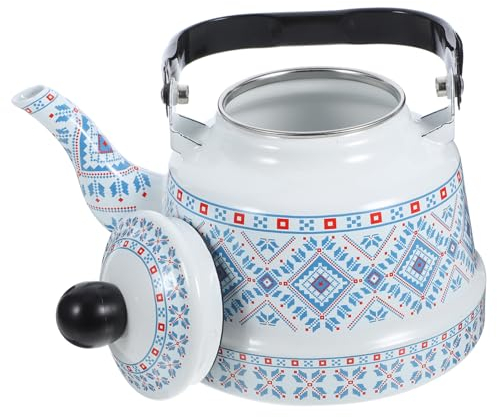 FONDOTIN Hervidor De Esmalte 1.7l Tetera De Mano Para Cocinas De Inducción y Gas