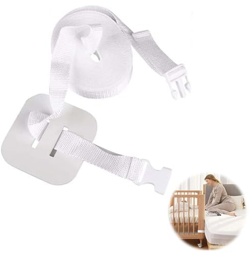 Helweet Gurt für Babybett, Fester Gurt für Kinderbett, Beistellbett Befestigung, Gurt für Boxspringbetten, Sichert das Kinderbett Gut und Bietet Stärkeren Schutz für Ihr Baby, 8M, Weiß