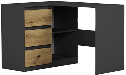 Framire Eckschreibtisch Links mit Schubladen Anthrazit Mix Artisan 112 x 87 cm Modern N4L