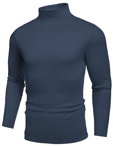 COOFANDY Maglione Mezzo Dolcevita da Uomo Maglione Termico Invernale di Base Dolcevita Camicia a Maniche Lunghe per Il Tempo Libero Maglione con Collo Alto Slim Fit Blu Viola M