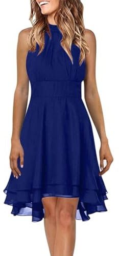 SCBFDI Robe Bleu Robe Cocktail Femme Mariage Robe de Mariée Courtes Robe Bleue Robe Plage Robe Femme Chic et Elegant Blanc Robe Dorée Femme Robe Femme Chic et Elegant Mariage Robe Turquoise S