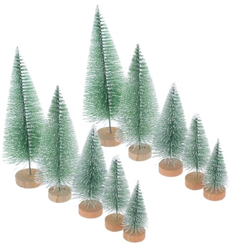HOLIDYOYO 10pezzi Albero Di Natale in Pino Da Tavolo Decorazione Natalizia in Miniatura Base in Legno Leggero e Resistente Per Scenari Fai Da Te e Decorazioni Da Tavolo