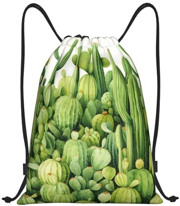 Kordelzugbeutel, dichter Kaktus-Kordelzug, PE-Beutel, wasserdicht, Schwimmtasche, kleiner Turnbeutel, für Herren und Damen, Schwarz , M