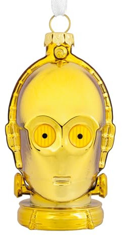 Hallmark C-3PO Adorno de Cristal, decoración de árbol de Star Wars, Adorno Colgante de Cristal, Adorno Colgante de Navidad, Regalos para Navidad