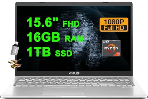 ASUS VivoBook 15 Business Laptop 15.6 FHD Anti-Glare AMD Ryzen 3 3250U 16GB RAM 1TB SSD Type-C VGA Camera SonicMaster Win11 ICP Accessory
