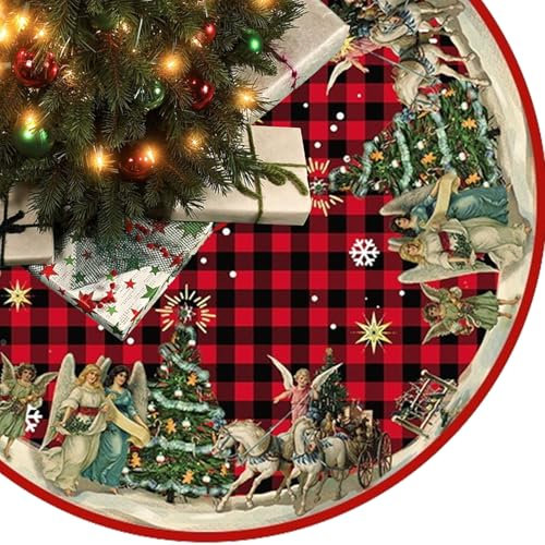 Jupe de Sapin de Noël 120cm /48 Pouces Jupe de Sapin de Noel Rond Cache Pied Sapin de Noel Couvre-Pied de Sapin, Tapis de Sapin de Noel pour Decoration de Noel Sapin(G)
