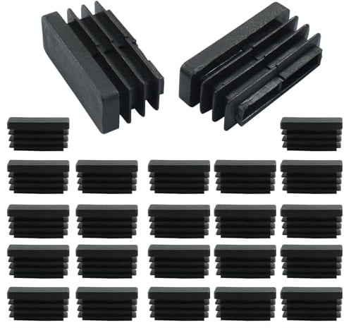 Waziaqoc Lot de 24 bouchons rectangulaires en plastique pour pieds de chaise, bureau, tube, 38 x 13 mm, noir