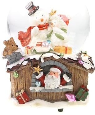 Aufziehbare Schneekugel-Spieluhr 100mm, H: 15cm – mit Schneewirbel und Weihnachtsmusik