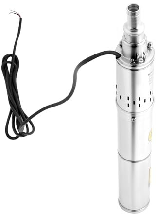 Tauchpumpen, Brunnenpumpen Tiefbrunnenpumpe DC 24V 370W 1 Solar Tauchpumpe bis 65m 1.8m³/h, für Bewässerung, Landschaftsgestaltung, Reinigung, Bau, Wasserversorgung, Silber