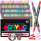 Gelanty Acrylic Paint Pens, 84 Colors Paint Markers with Brush and Fine Tip, Direct Liquid Acrylic Brush Markers for Rock Painting, Ceramic, Wood, Plastic, Stone, DIY Crafts