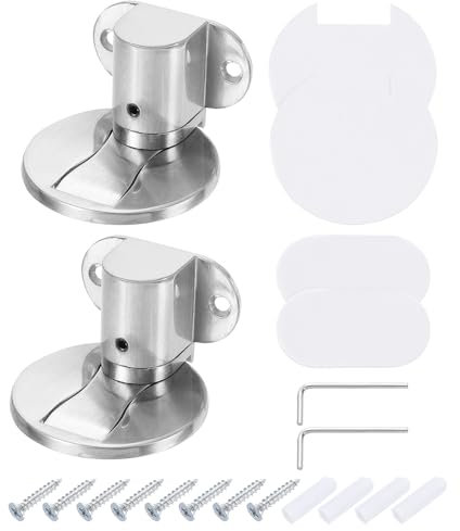 sourcing map 2Pcs Magnetic Door Stopper, Silent Magnetic Floor Door Stop, Adjustable Floor Door Catch with Adhesive Tape and Screws Shock Absorbing for Bedroom Office Bathroom, Silver