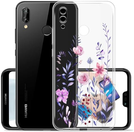 Pazpnoy Handyhülle für Huawei P20 Lite,Transparent Blume Muster Mädchen Hülle,Dünn Weich Silikon SchutzHülle,Stoßfeste Kratzfest TPU Case Cover-3