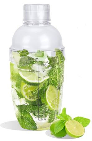Cocktail Shaker 500ML Plastic Transparent Drink Shaker Bottle with Scale and Strainer Mixer Shaker Cup Bottle for Home Liquor Bar Milk Tea Shop Party Coffee