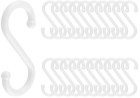 UFURMATE 20 ganci a S in plastica bianca, resistenti, per riporre jeans, piante, gioielli, pentole, tazze, asciugamani, borse (completamente inossidabili)